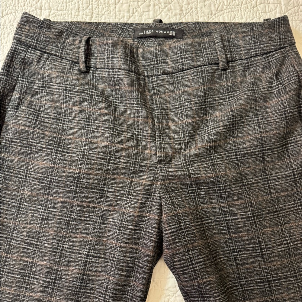 Zara Woman Checkered Charcoal Pants
